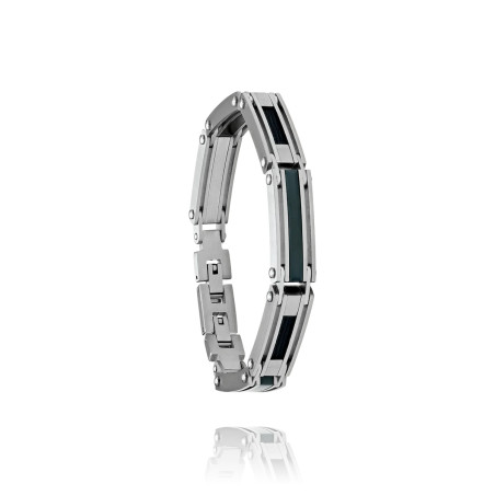 Bracelet "JOSE" en Acier Bicolore Noir