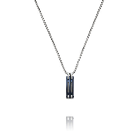Collier "PRIAM" en Acier Bicolore Bleu