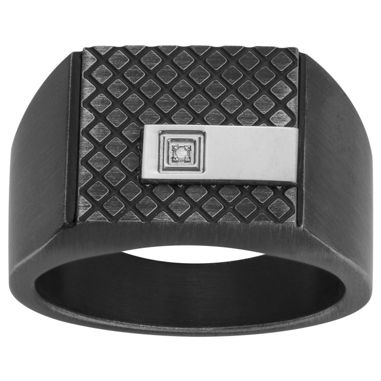 Chevalière homme en Acier noir