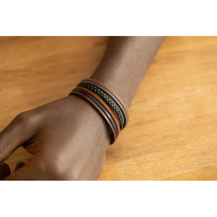 Bracelet homme multirangs en Cuir