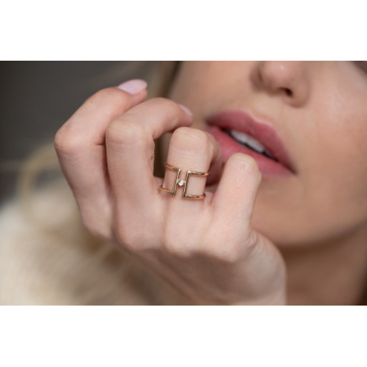 Bague "HARMONIE" en Plaqué or rose & Diamant