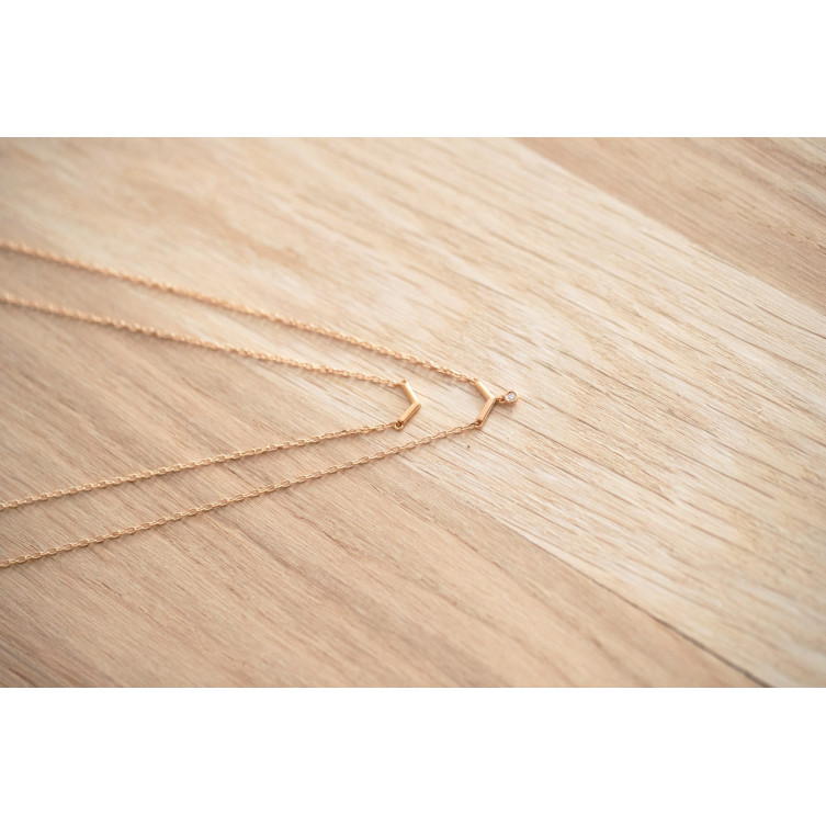 Collier "ESSENTIELLE" en Plaqué or rose & Diamant