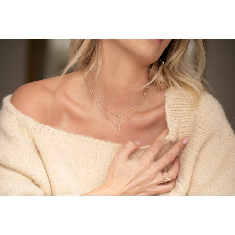 Collier "ESSENTIELLE" en Plaqué or rose & Diamant