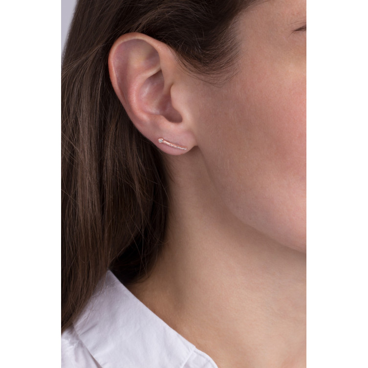 Boucles d'oreilles Plaqué Or rose "LUI & MOI" & Diamant