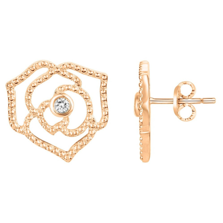 Boucles d'oreilles en Plaqué Or perlée & Diamant